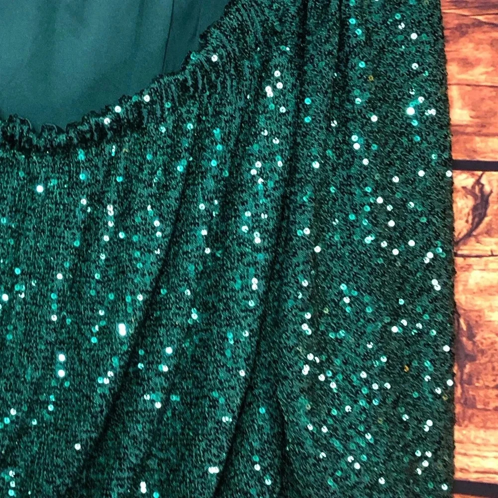 Green Sequin All Over Crop - image 7